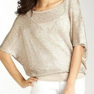 Matty M short sleeve sequin sweater silver